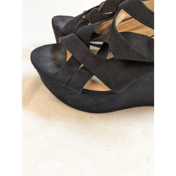 Kelsi Dagger Black Wedge Strap‎ Sandal Womens Size 8 - Picture 6 of 15